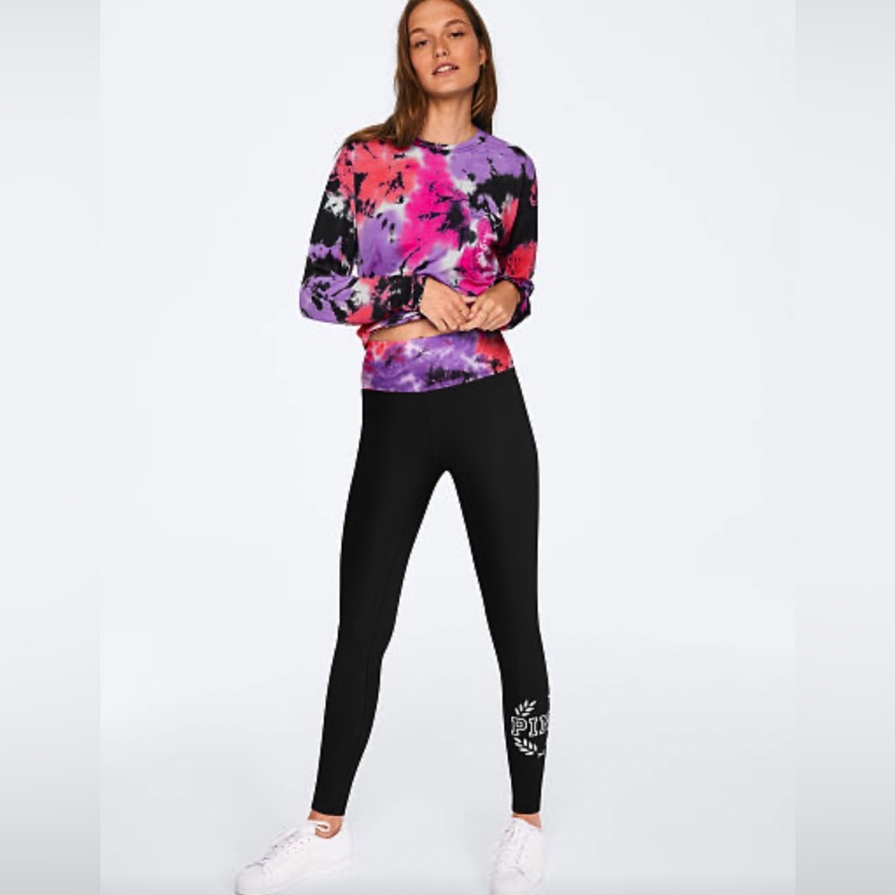 New Victoria’s Secret PINK cotton yoga leggings PINK leggings poppy tie dye logo